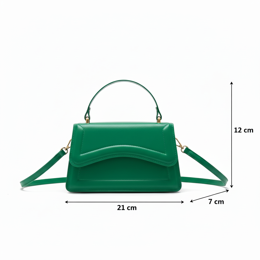 Зелёная сумка с размерами