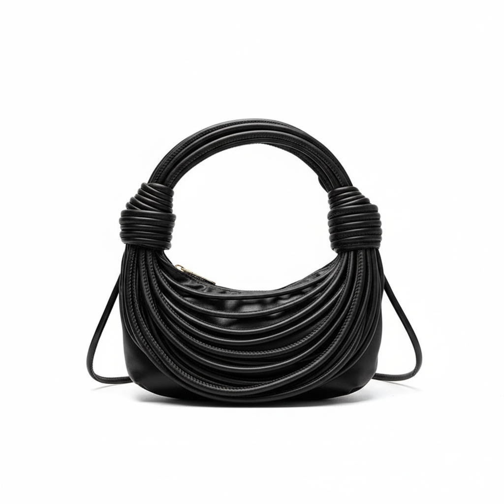 Black wrapped cord handbag front view