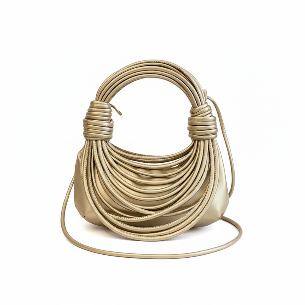 Gold wrapped cord handbag front view